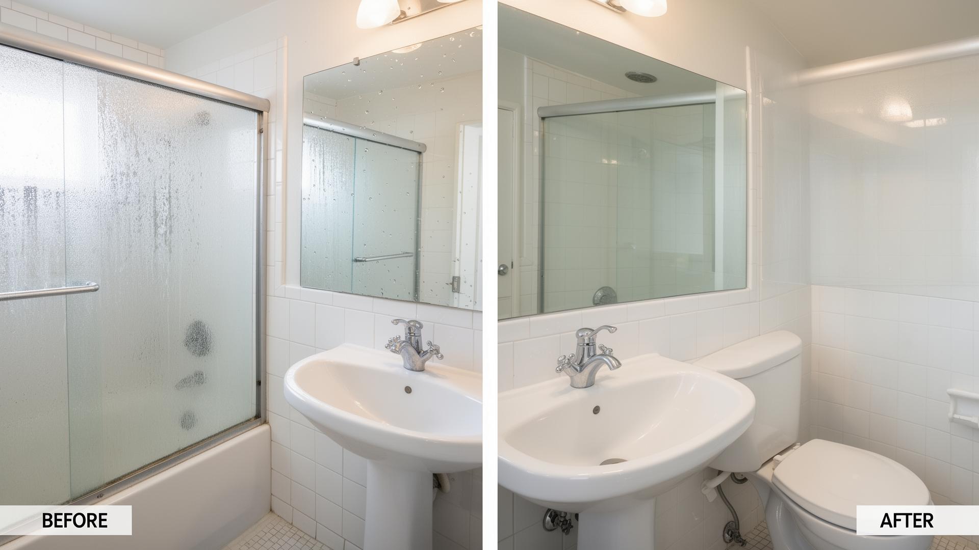 Residential bathroom — before and after deep clean